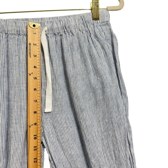Quince Linen Wide Leg Pants XS Blue White Stripe Drawstring - Picture 5 of 9